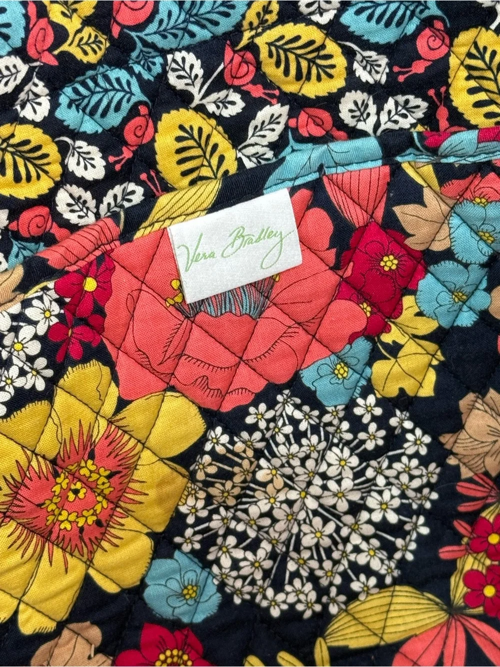 Vera Bradley XL Tote Bag Navy Floral Multicolor